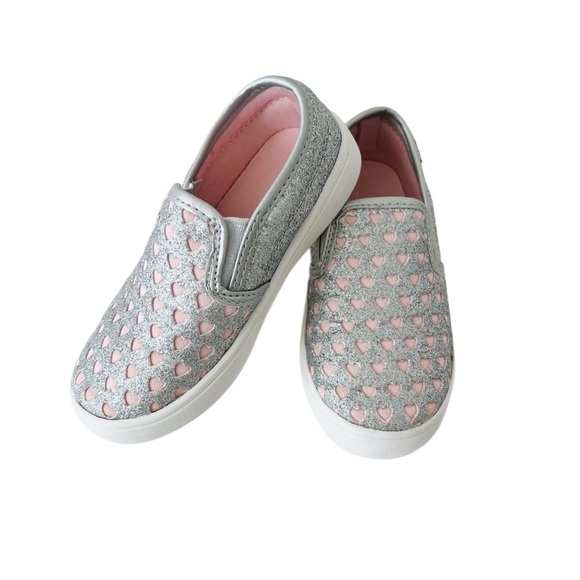 Carter's Other - Carter's Silver Glitter and Light Pink Heart Slip-On Sneakers | Toddler Girl 7